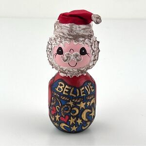Vintage Hand Carved Wooden Santa Claus Figure Holiday Christmas By Micki Shipe